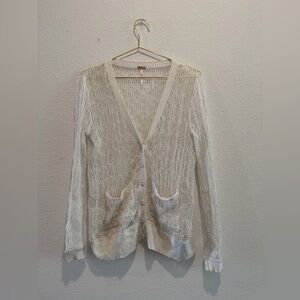 Free People FP Beach cotton knit cover up cardigan textured open weave lace boho